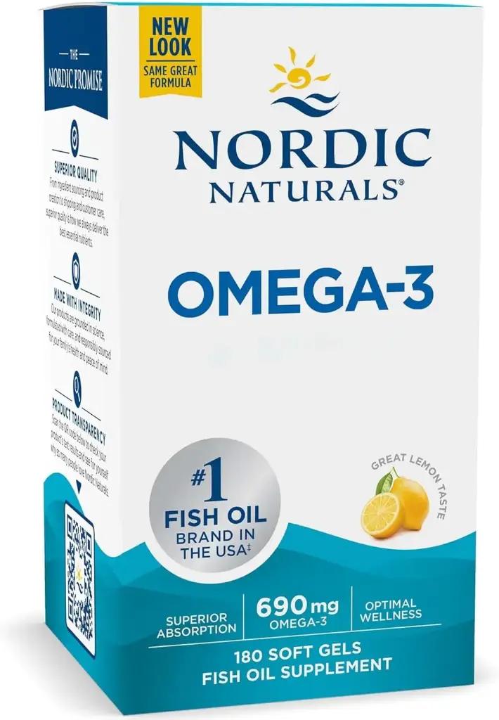 Nordic Naturals, Omega-3, 690mg, with EPA and DHA, High Dose, Lemon Flavour, 180 Softgels, SOYA-Free, Gluten-Free, GMO-Free