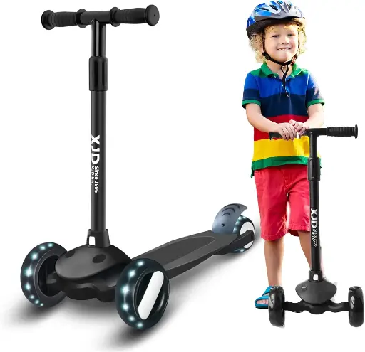 XJD 3 Wheel Kids Scooter Age 2-8 Toddler Scooters Adjustable Height Handle with PU Flashing Wheels for Boys Girls Children